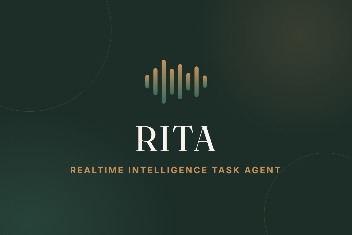 RITA Wortmarke mit Schallwellen-Motiv: Realtime Intelligence Task Agent